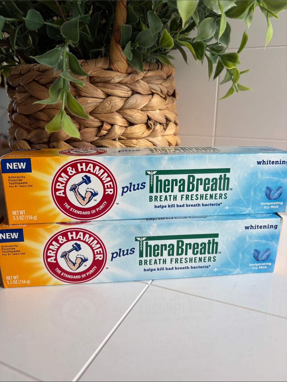 Arm & Hammer plus TheraBreath Whitening Toothpaste - Icy Mint Set of 2
